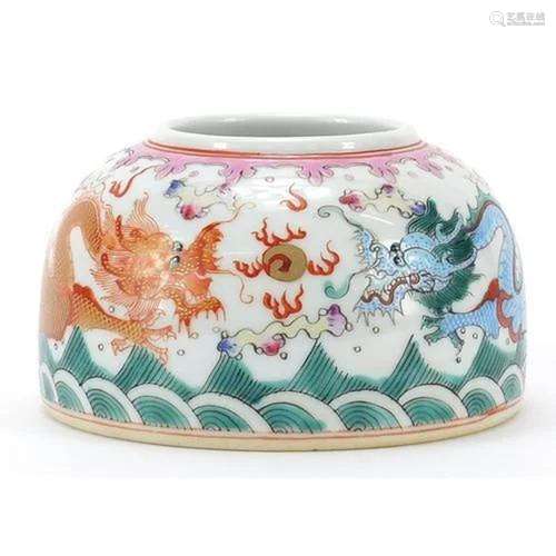 Chinese porcelain beehive water pot hand painted in the fami...