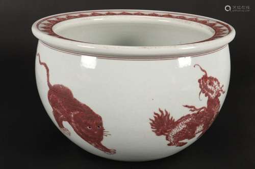 Chinese Iron Red Porcelain Jardiniere,