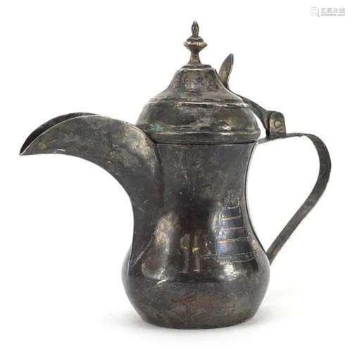 Egyptian silver niello work coffee pot, 17cm in length, 182....