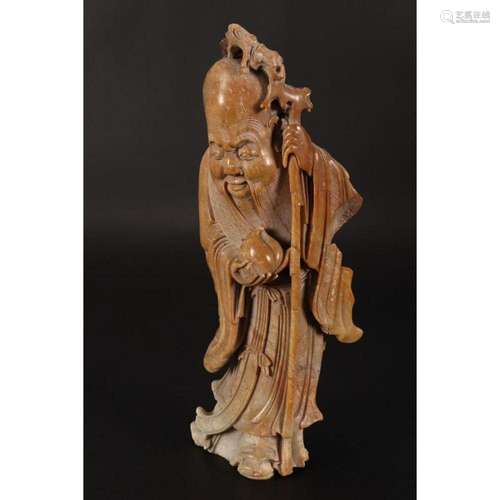 Chinese Carved Stone Figure of Shou Lao,