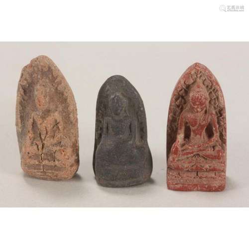 Three Miniature Buddhist Amulets,