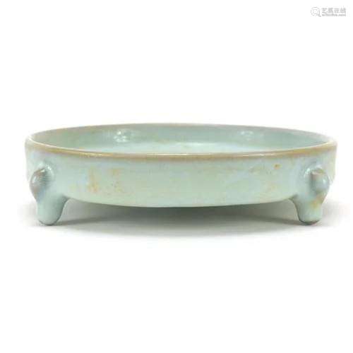 Chinese porcelain tripod censer having a celadon glaze, 14.5...