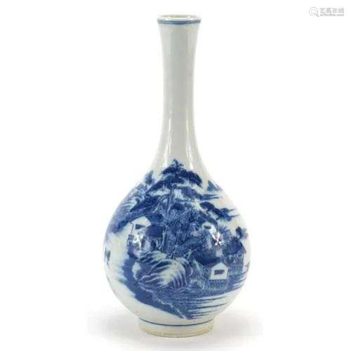 Chinese blue and white porcelain vase hand painted with figu...