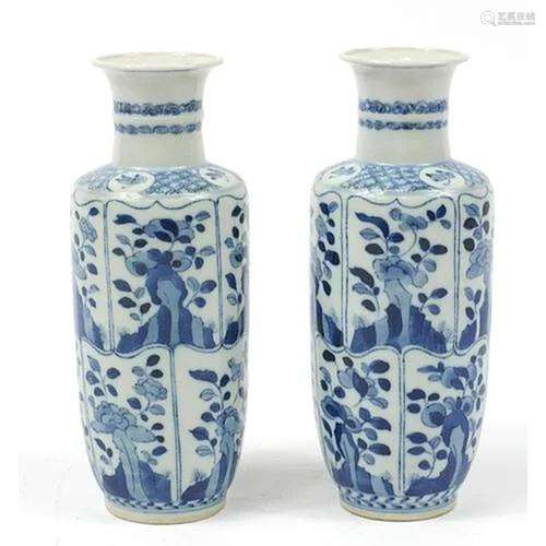 Pair of Chinese blue and white porcelain vases hand painted ...