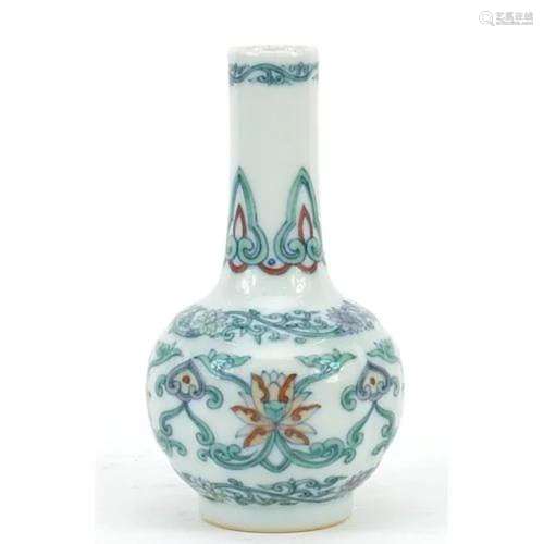Chinese doucai porcelain vase hand painted with flower heads...