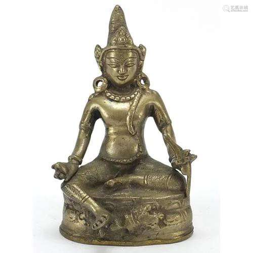 Chino Tibetan gilt bronze figure of Buddha, 18cm high