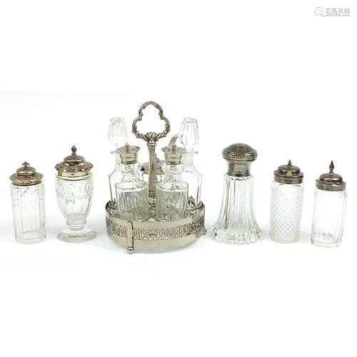 Glass bottle cruets including four Georgian and later with s...