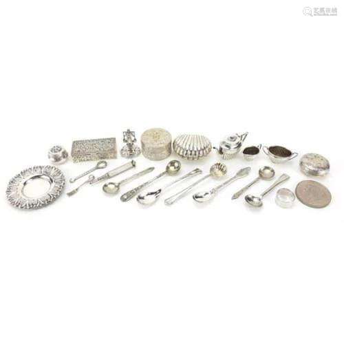 Silver plated and white metal objects including doll's h...