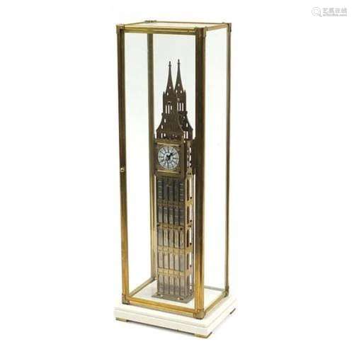 Large Big Ben design skeleton style clock housed under a gla...