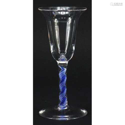 Antique wine glass with opaque twist stem, 15cm high