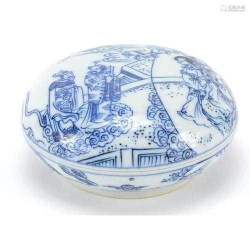 Chinese blue and white porcelain box and cover hand painted ...