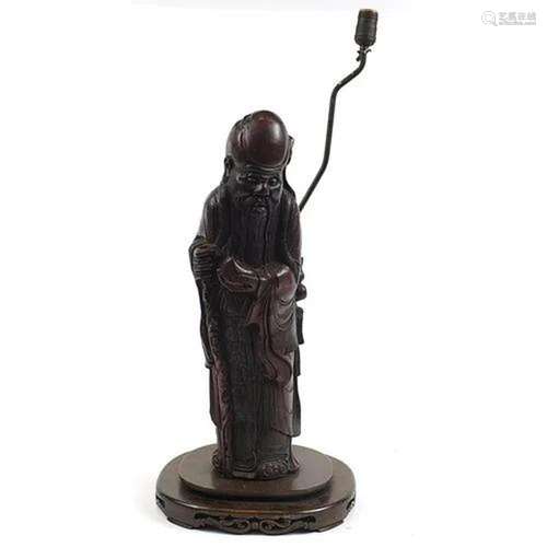 Chinese carved foot wood floor standing lamp in the form of ...