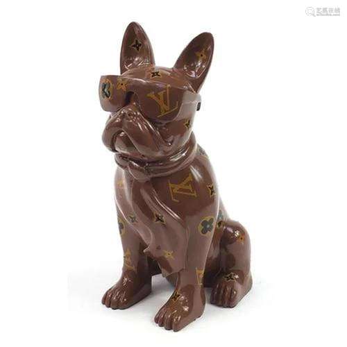 Louis Vuitton design seated French Bulldog, 36cm high