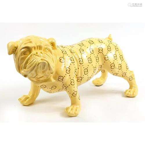 Large Gucci design floor standing bulldog, 65cm in length