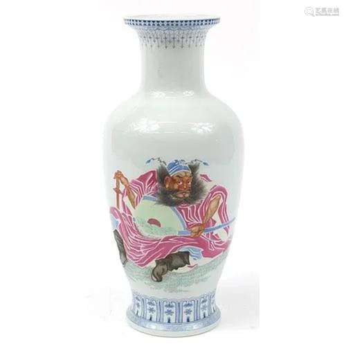 Large Chinese porcelain baluster vase hand painted in the fa...