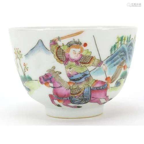 Chinese porcelain bowl hand painted in the famille rose pale...