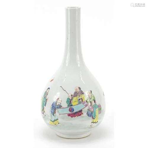 Chinese porcelain vase finely hand painted in the famille ro...