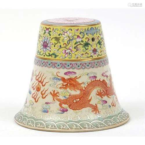 Chinese porcelain altar bell finely hand painted in the fami...