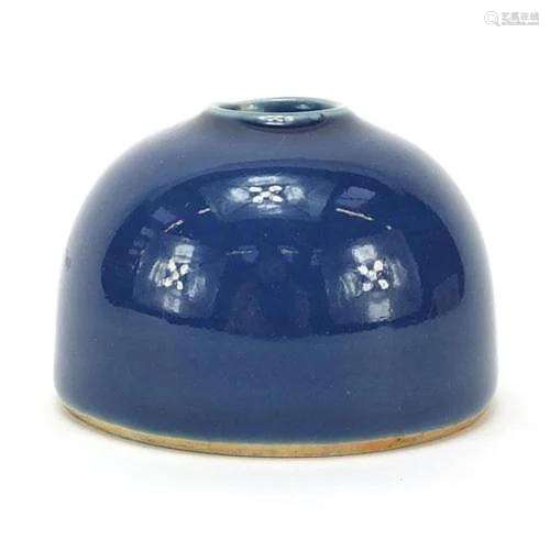 Chinese porcelain beehive water pot having a blue glaze, cha...
