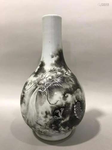 CHINESE INK GLAZED VASE,YONGZHENG MARK