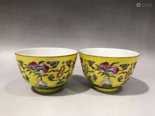 PAIR OF CHINESE FAMILLE ROSE CUPS ,XUANTONG MARK