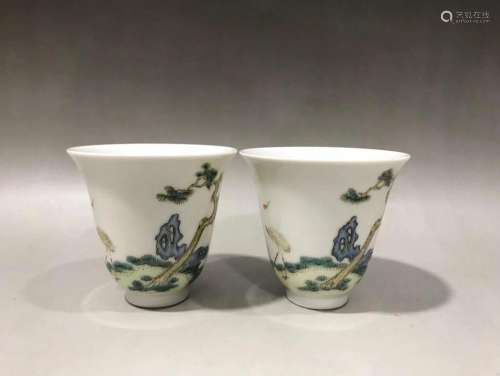 PAIR OF CHINESE FAMILLE ROSE CUPS,DAOGUANG MARK