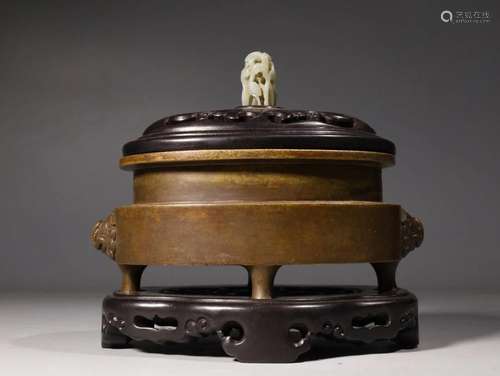 CHINESE BRONZE CENSER,HONGZHI MARK