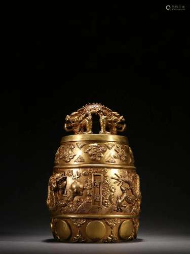 CHINESE GILT BRONZE BELL