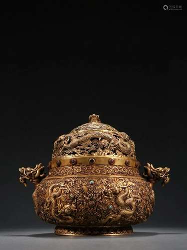 CHINESE GILT BRONZE CENSER