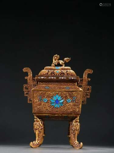 CHINESE GILT BRONZE CENSER