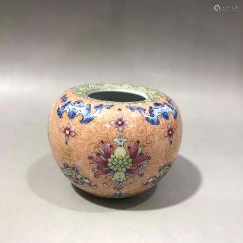 CHINESE FAMILLE ROSE WATER POT,JIAQING MARK