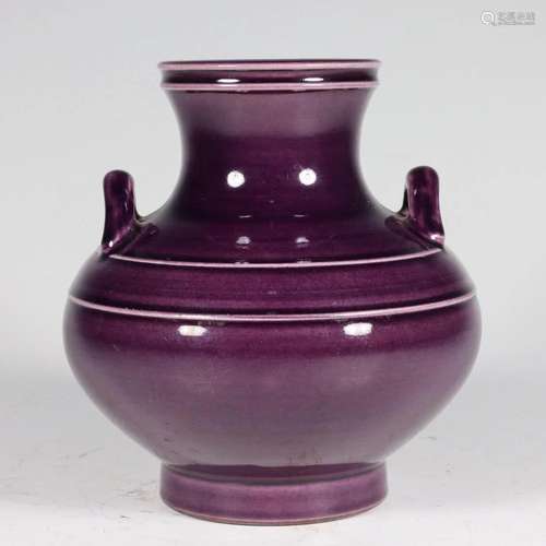 CHINESE PURPLE GLAZED VASE,QIANLONG MARK