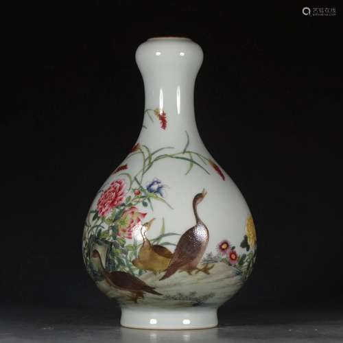 CHINESE FAMILLE ROSE VASE,YONGZHENG MARK