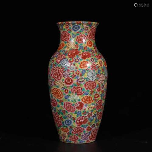 CHINESE FAMILLE ROSE GILT VASE,QIANLONG MARK