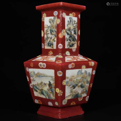 CHINESE FAMILLE ROSE VASE,QIANLONG MARK