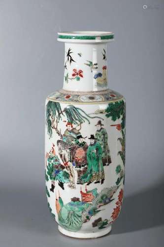 CHINESE WUCAI GLAZED VASE,KANGXI MARK