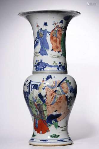 CHINESE WUCAI GLAZED ZUN VASE