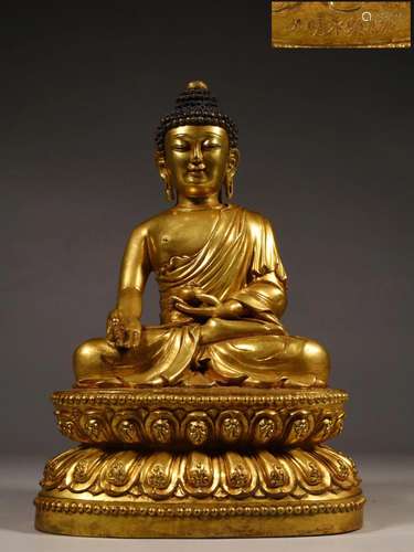 CHINESE GILT BRONZE BUDDHA,YONGLE MARK