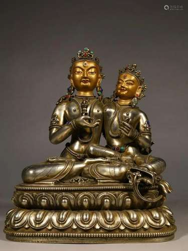 CHINESE GILT SILVER BUDDHA