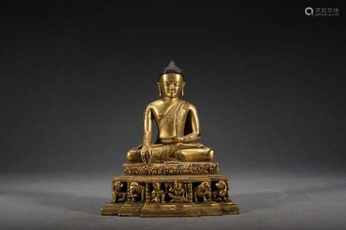 CHINESE GILT BRONZE BUDDHA