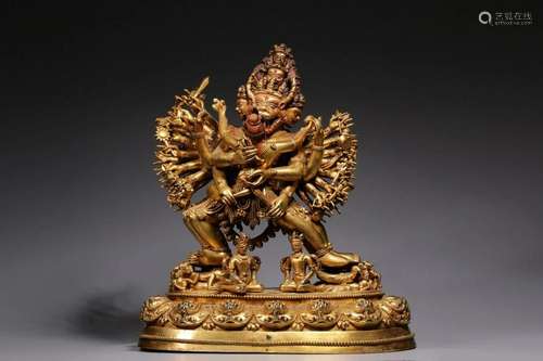 CHINESE GILT BRONZE BUDDHA