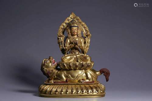 CHINESE GILT BRONZE BUDDHA