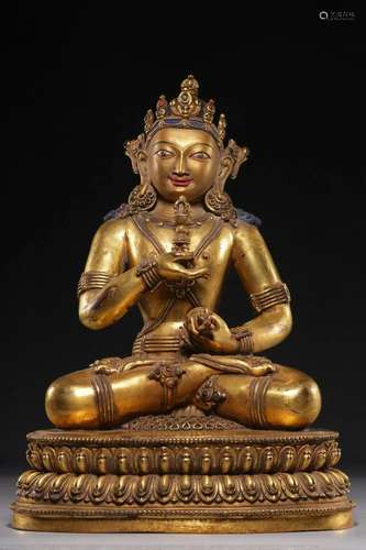 CHINESE GILT BRONZE BUDDHA