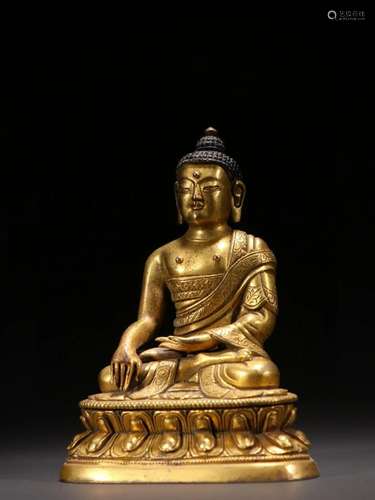 CHINESE GILT BRONZE BUDDHA