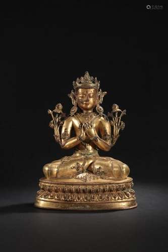 CHINESE GILT BRONZE GUANYIN