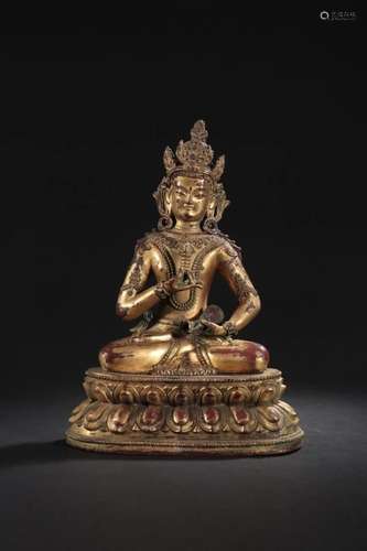 CHINESE GILT BRONZE BUDDHA