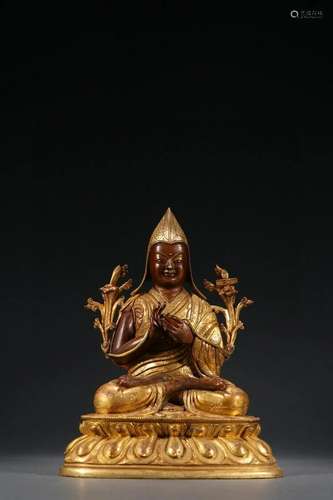 CHINESE GILT BRONZE BUDDHA