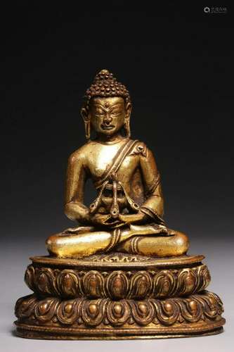 CHINESE GILT BRONZE BUDDHA