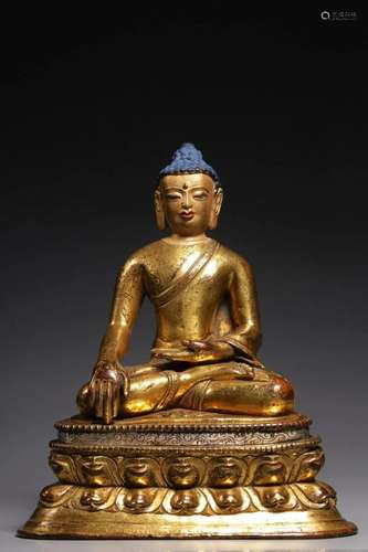 CHINESE GILT BRONZE BUDDHA