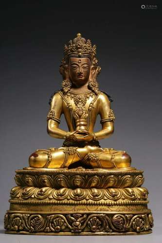 CHINESE GILT BRONZE BUDDHA